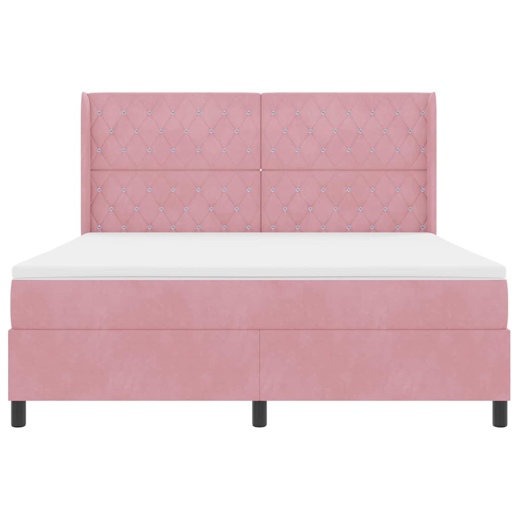 Boxspringbett mit Matratze mit Kopfteil Rosa 180 x 200 cm Samt
