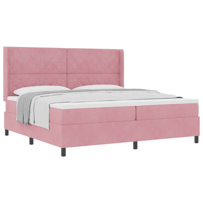 Boxspringbett mit Matratze mit Kopfteil Rosa 200 x 200 cm Samt