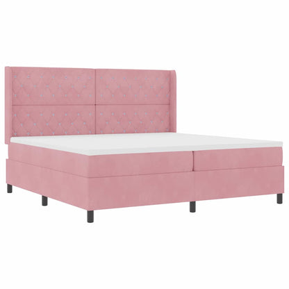 Boxspringbett mit Matratze mit Kopfteil Rosa 200 x 200 cm Samt