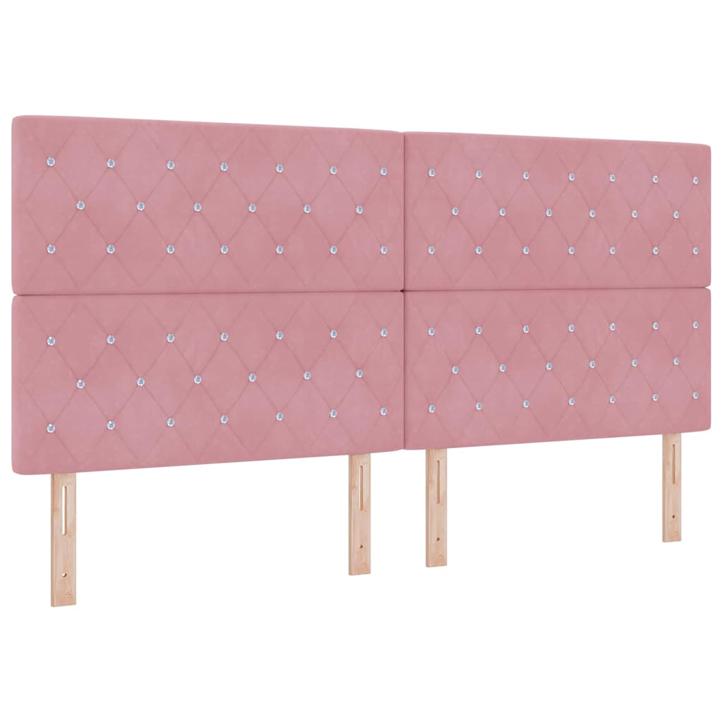 Boxspringbett mit Matratze mit Kopfteil Rosa 200 x 200 cm Samt