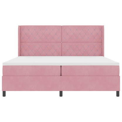Boxspringbett mit Matratze mit Kopfteil Rosa 200 x 200 cm Samt