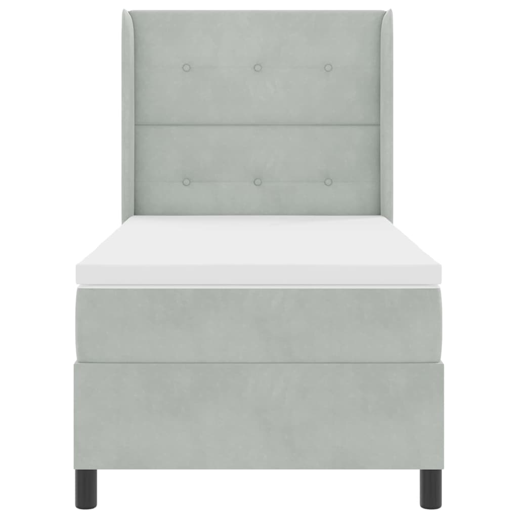 Boxspringbett mit Matratze Hellgrau 90 x 200 cm Samt