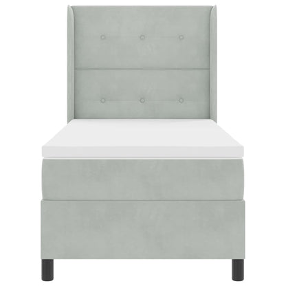 Boxspringbett mit Matratze Hellgrau 90 x 200 cm Samt