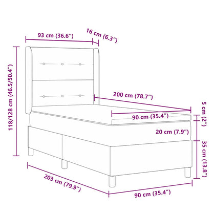 Boxspringbett mit Matratze Schwarz 90 x 200 cm Samt