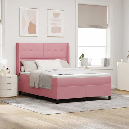 Boxspringbett mit Matratze mit Kopfteil Rosa 140 x 190 cm Samt