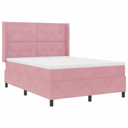 Boxspringbett mit Matratze mit Kopfteil Rosa 140 x 190 cm Samt