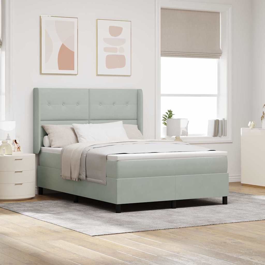 Boxspringbett mit Kopfteil Hellgrau 160 x 200 cm Samt