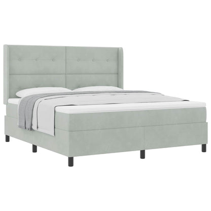Boxspringbett mit Matratze Hellgrau 180 x 200 cm Samt