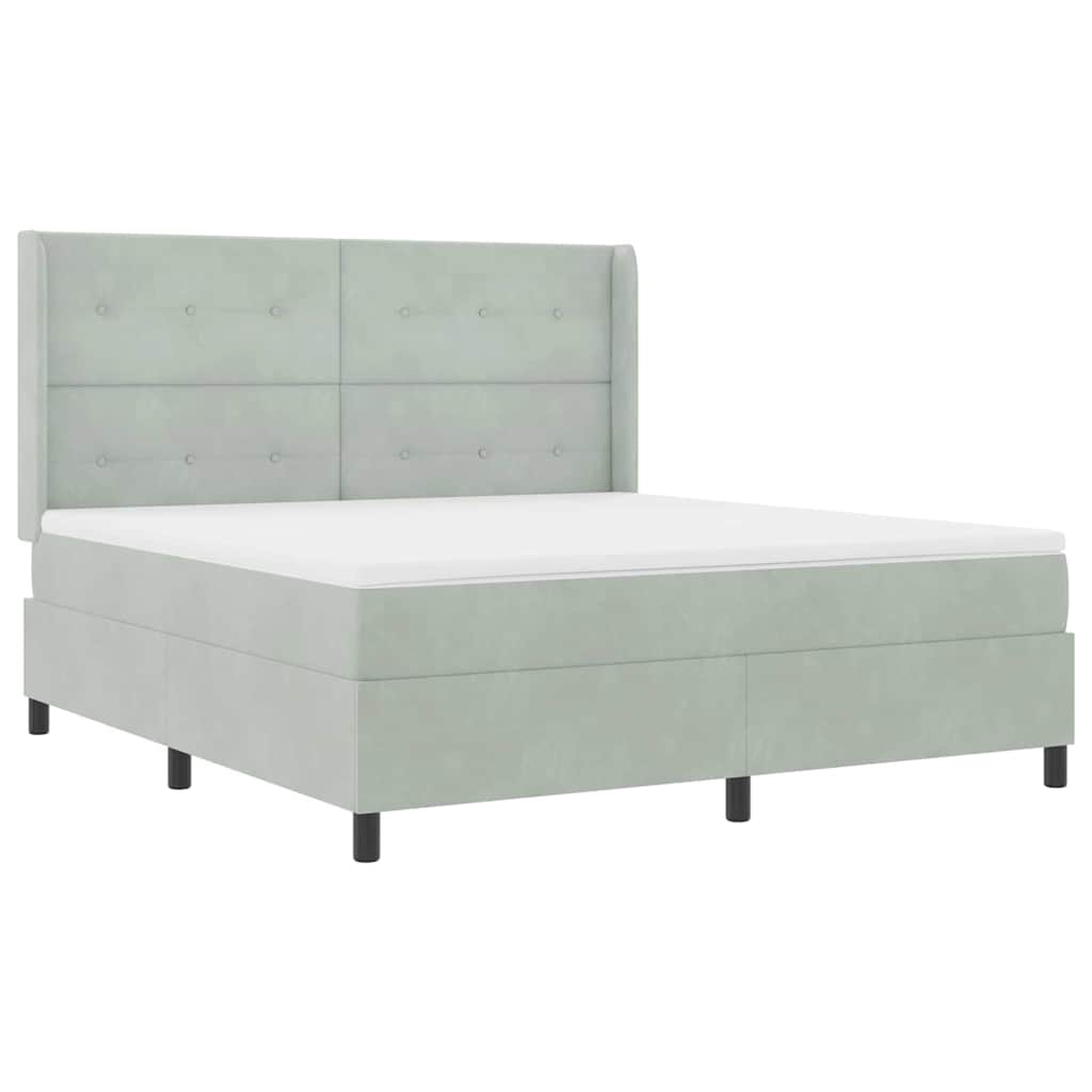 Boxspringbett mit Matratze Hellgrau 180 x 200 cm Samt