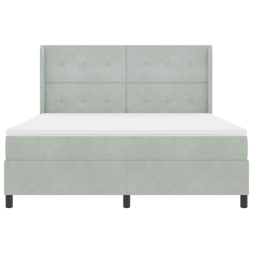 Boxspringbett mit Matratze Hellgrau 180 x 200 cm Samt