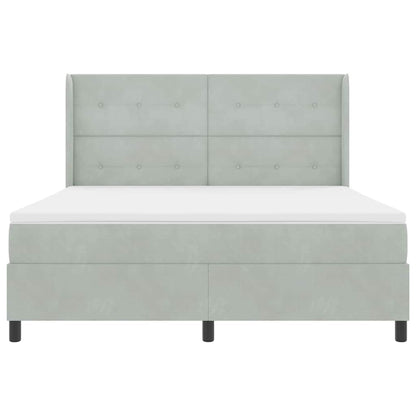 Boxspringbett mit Matratze Hellgrau 180 x 200 cm Samt