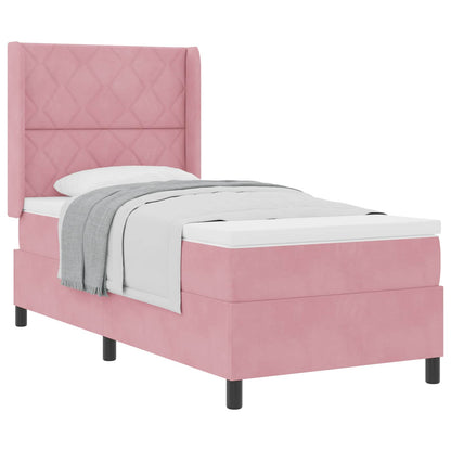 Boxspringbett mit Matratze mit Kopfteil Rosa 90 x 200 cm Samt