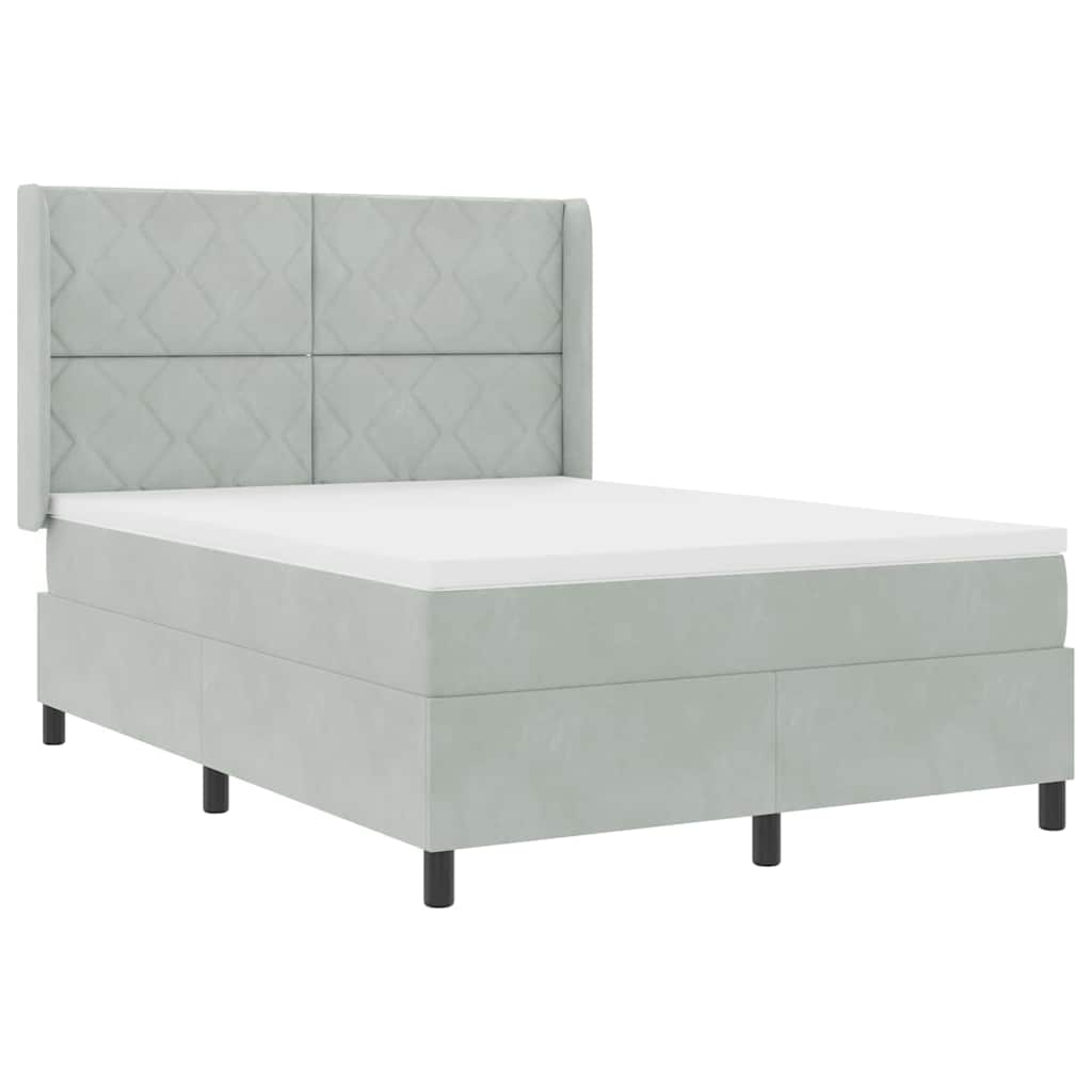Boxspringbett mit Matratze Hellgrau 140 x 190 cm Samt