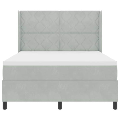 Boxspringbett mit Matratze Hellgrau 140 x 190 cm Samt