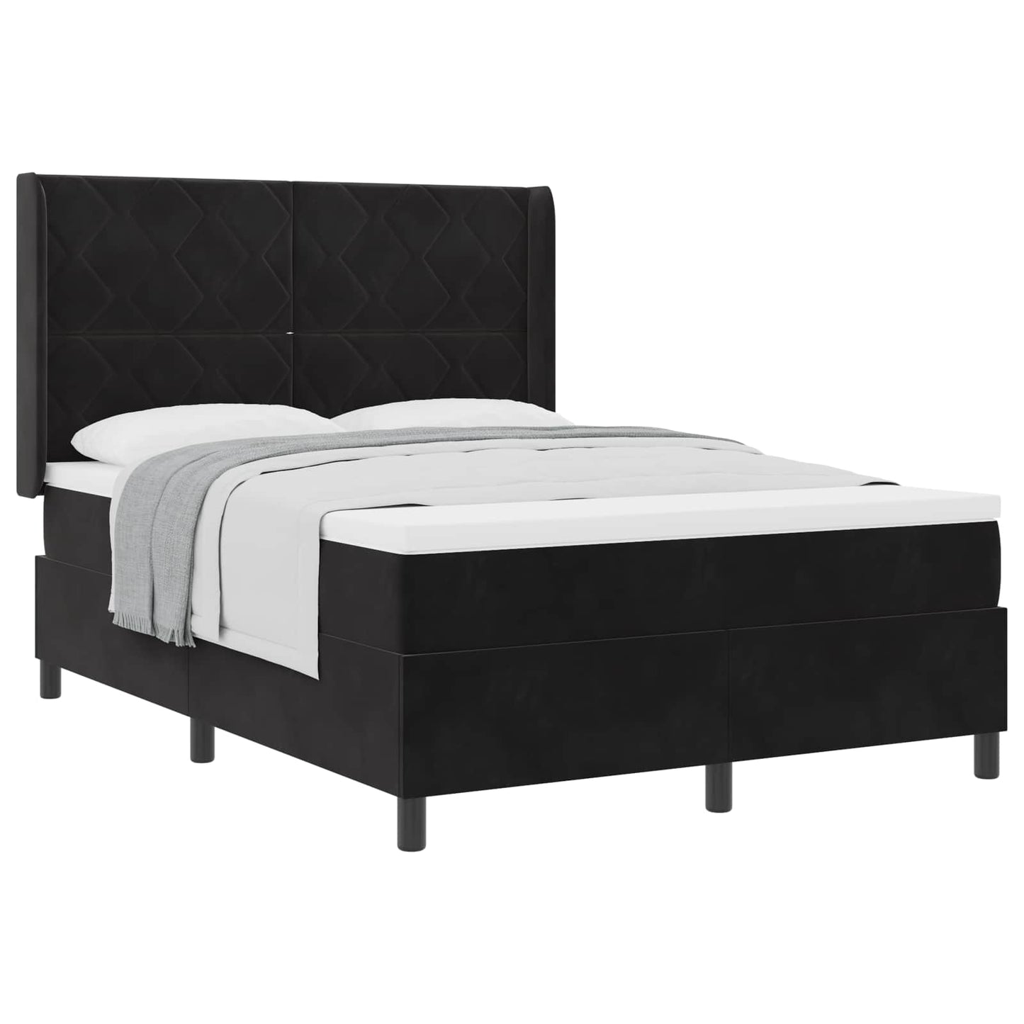 Boxspringbett mit Matratze Schwarz 140 x 190 cm Samt