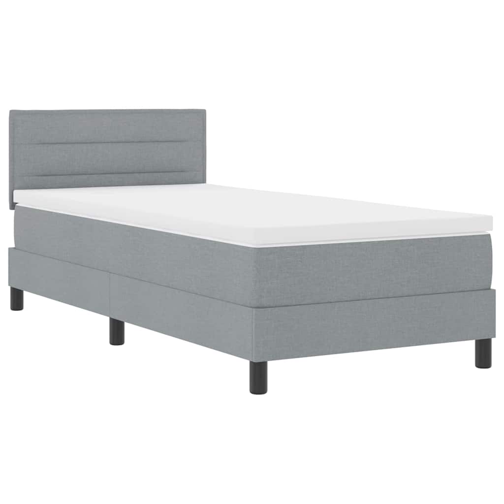 Boxspringbett mit Matratze mit LED Hellgrau 90 x 190 cm Stoff