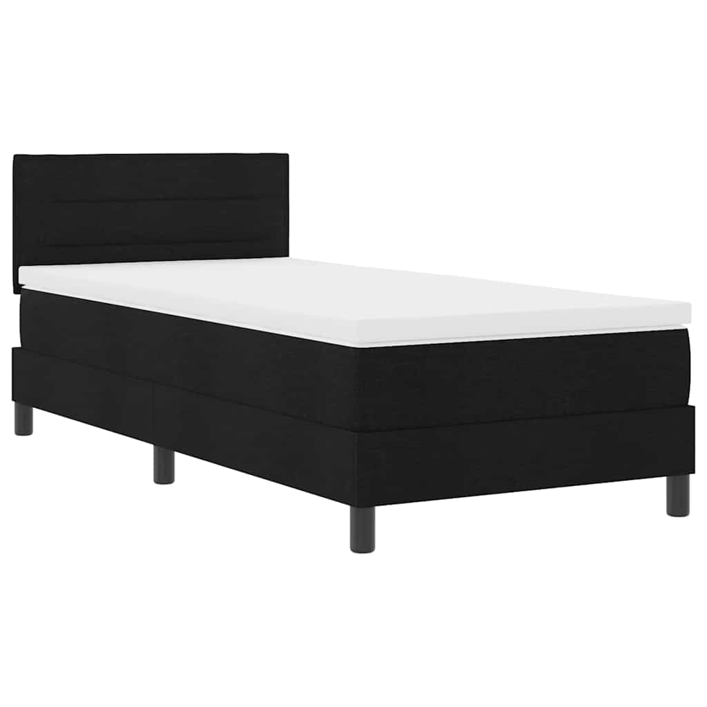 Boxspringbett mit Matratze mit LED Schwarz 90 x 190 cm Stoff