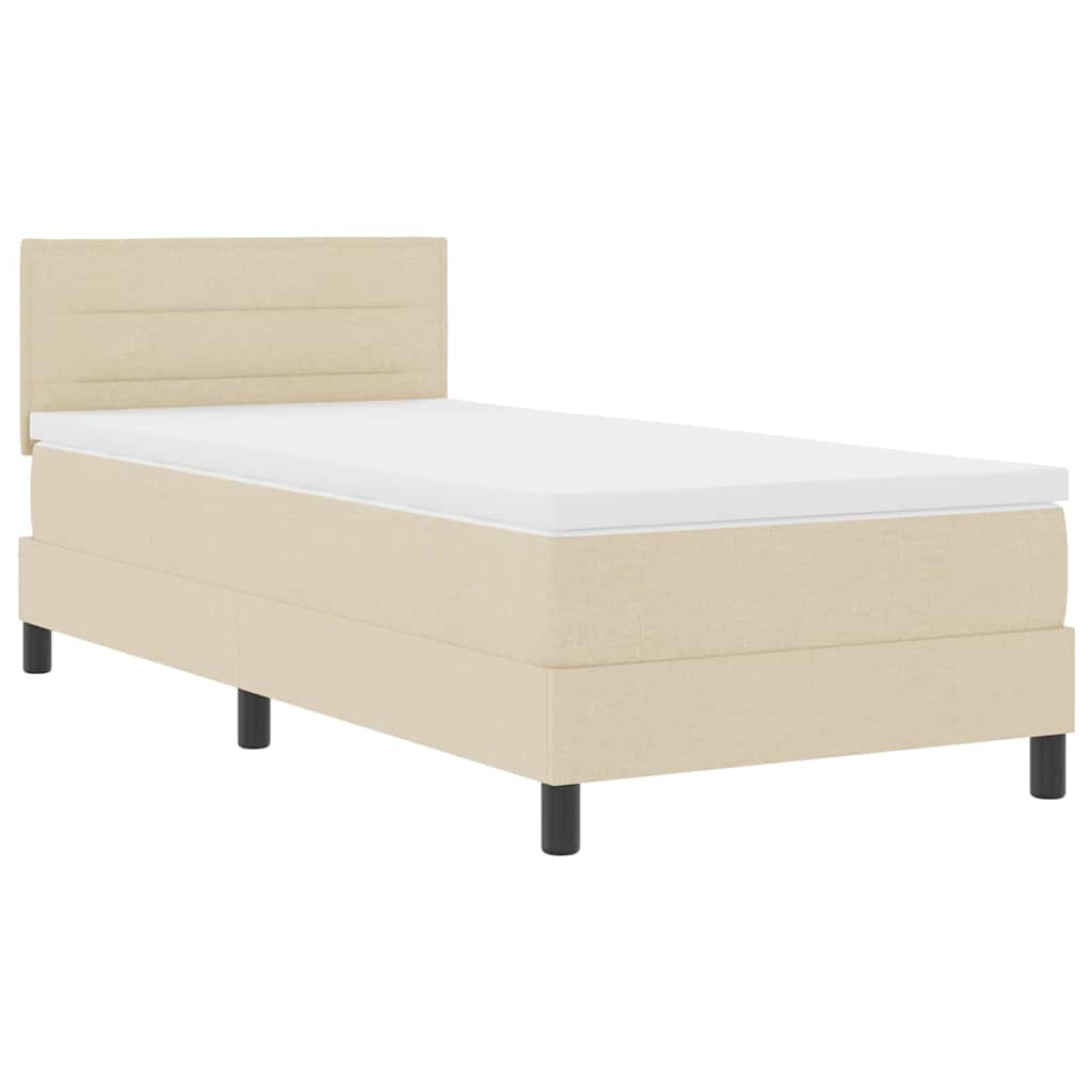 Boxspringbett mit Matratze mit LED Creme 90 x 190 cm Stoff