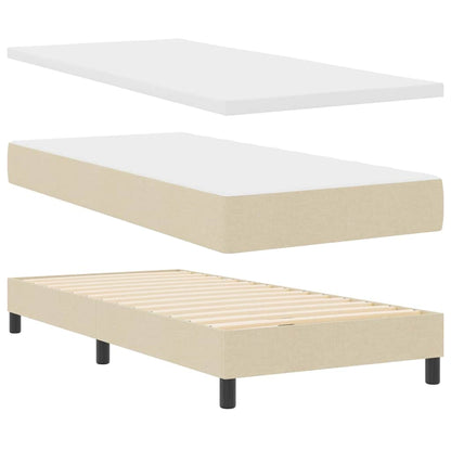 Boxspringbett mit Matratze mit LED Creme 90 x 190 cm Stoff