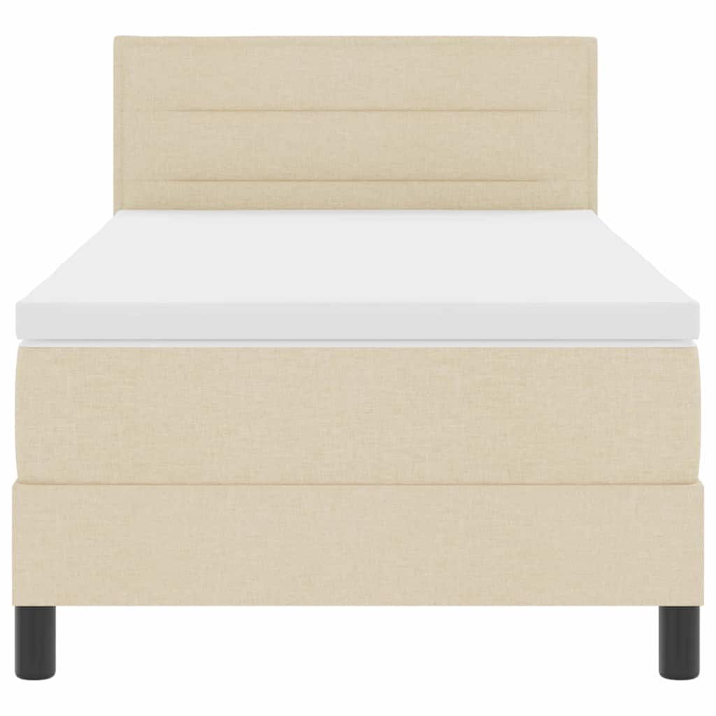 Boxspringbett mit Matratze mit LED Creme 90 x 190 cm Stoff