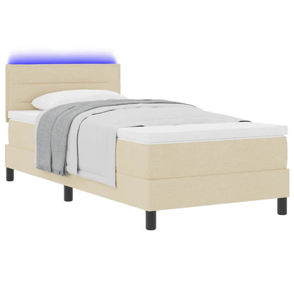 Boxspringbett mit Matratze mit LED Creme 90 x 190 cm Stoff