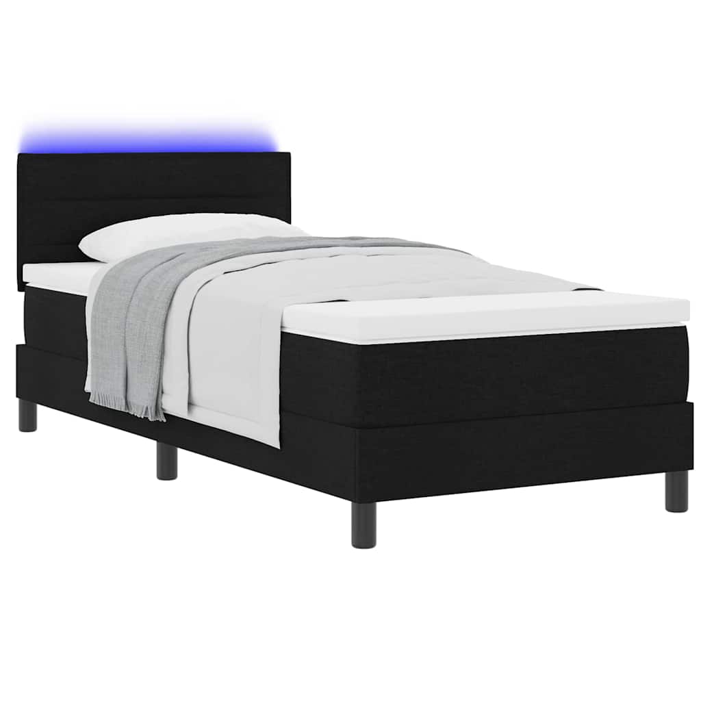 Boxspringbett mit Matratze mit LED Schwarz 100 x 200 cm Stoff
