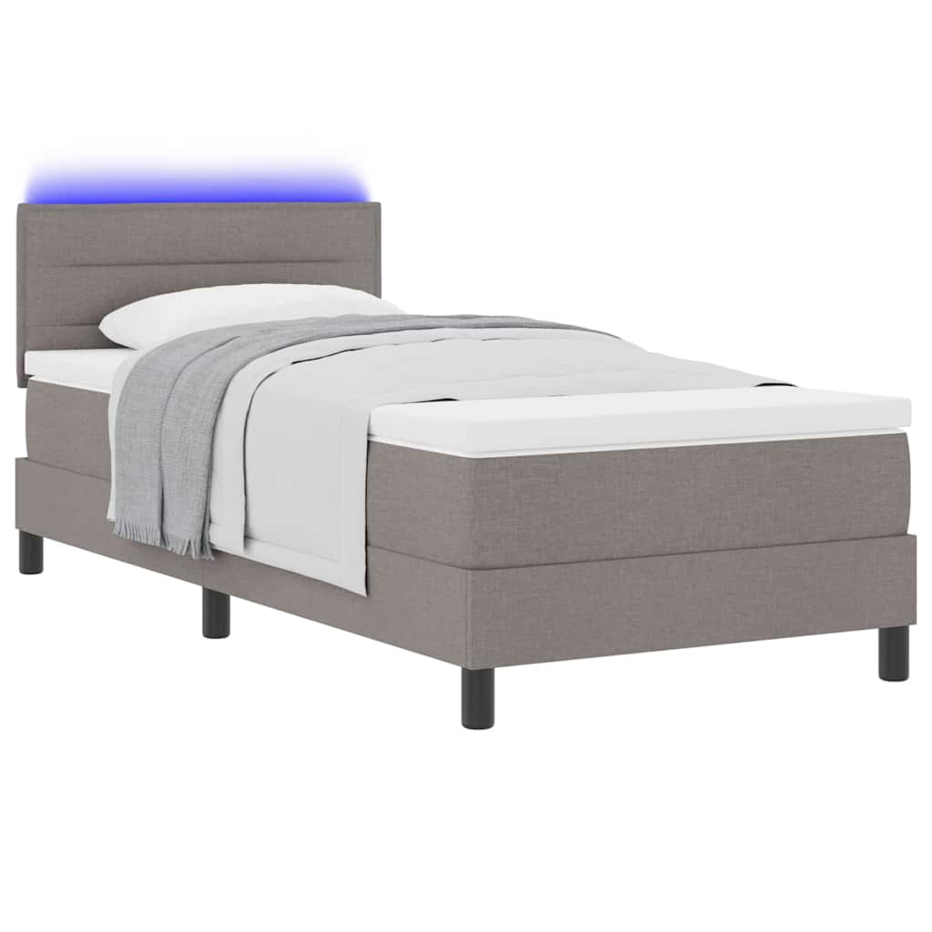 Boxspringbett mit Matratze mit LED Taupe 100 x 200 cm Stoff