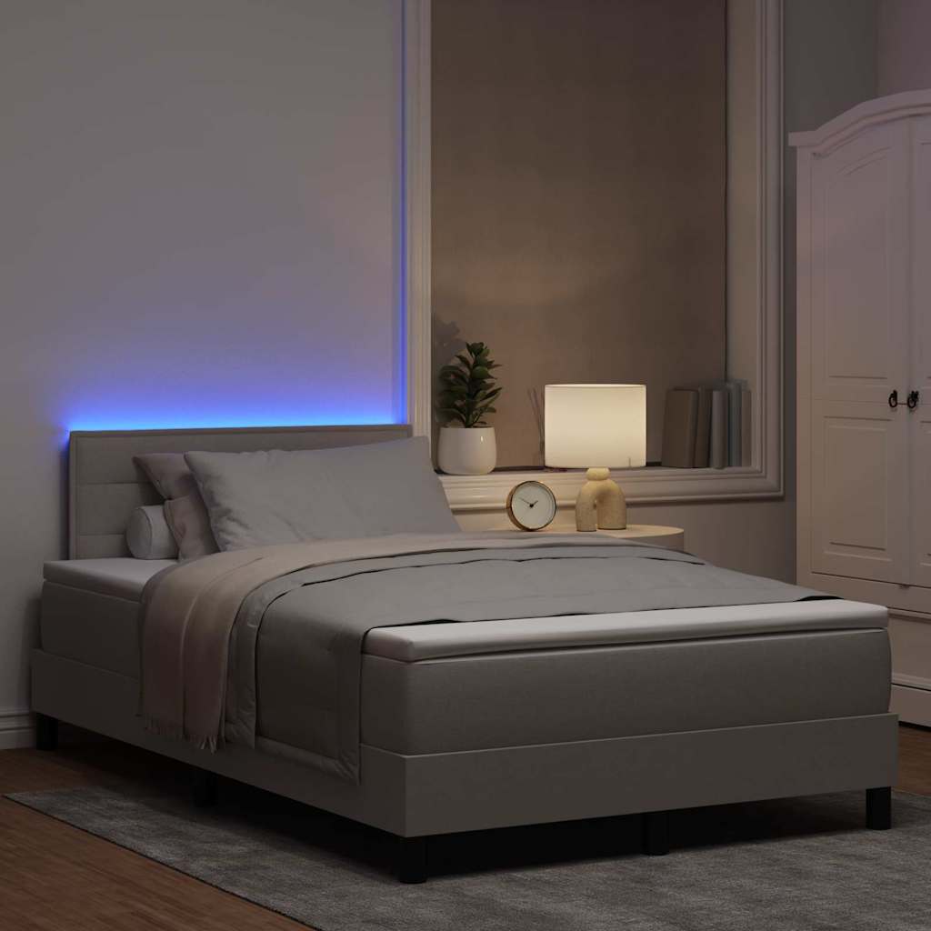 Boxspringbett mit Matratze mit LED Taupe 120 x 190 cm Stoff