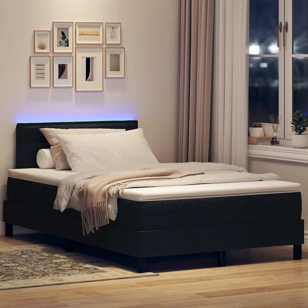 Boxspringbett mit Matratze mit LED Schwarz 120 x 200 cm Stoff