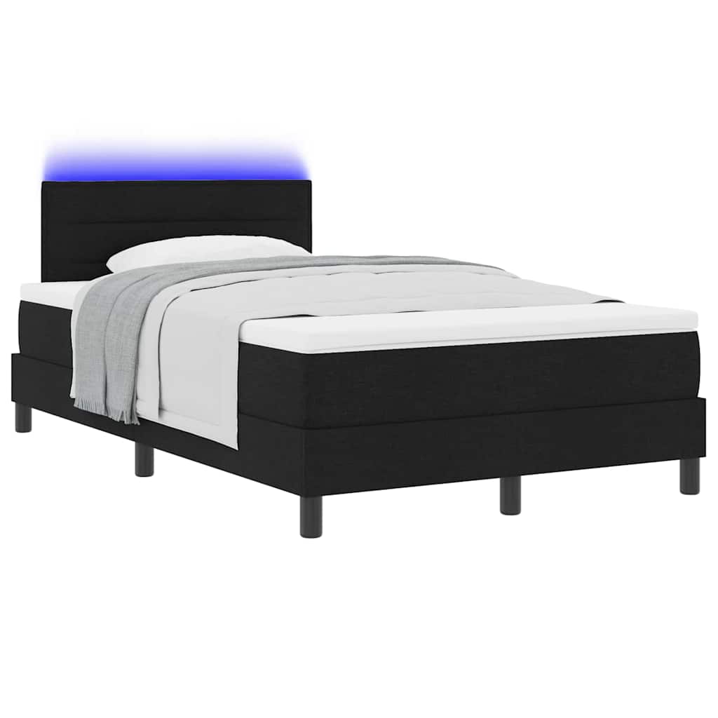 Boxspringbett mit Matratze mit LED Schwarz 120 x 200 cm Stoff