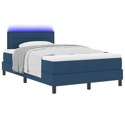 Boxspringbett mit Matratze mit LED Blau 120 x 200 cm Stoff