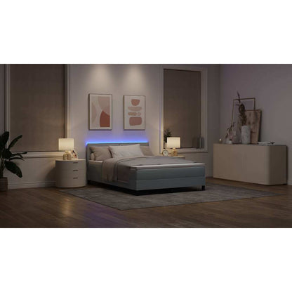 Boxspringbett mit Matratze mit LED Hellgrau 140 x 190 cm Stoff