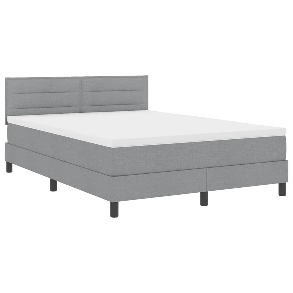 Boxspringbett mit Matratze mit LED Hellgrau 140 x 190 cm Stoff
