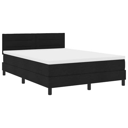 Boxspringbett mit Matratze mit LED Schwarz 140 x 190 cm Stoff