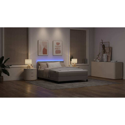 Boxspringbett mit Matratze mit LED Taupe 140 x 190 cm Stoff