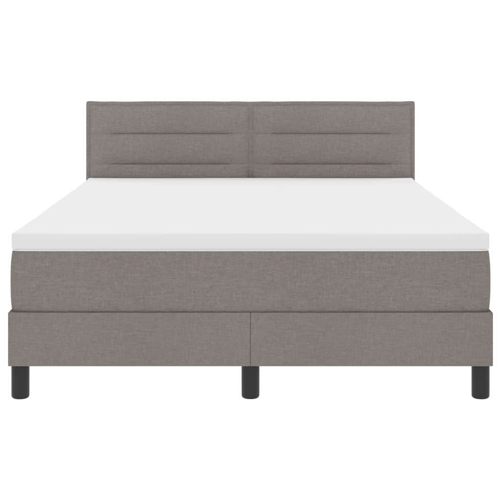 Boxspringbett mit Matratze mit LED Taupe 140 x 190 cm Stoff
