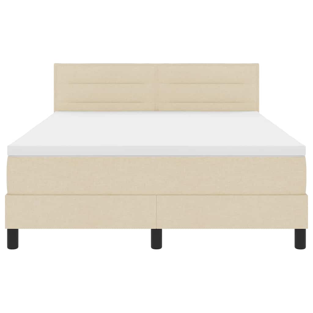 Boxspringbett mit Matratze mit LED Creme 140 x 190 cm Stoff