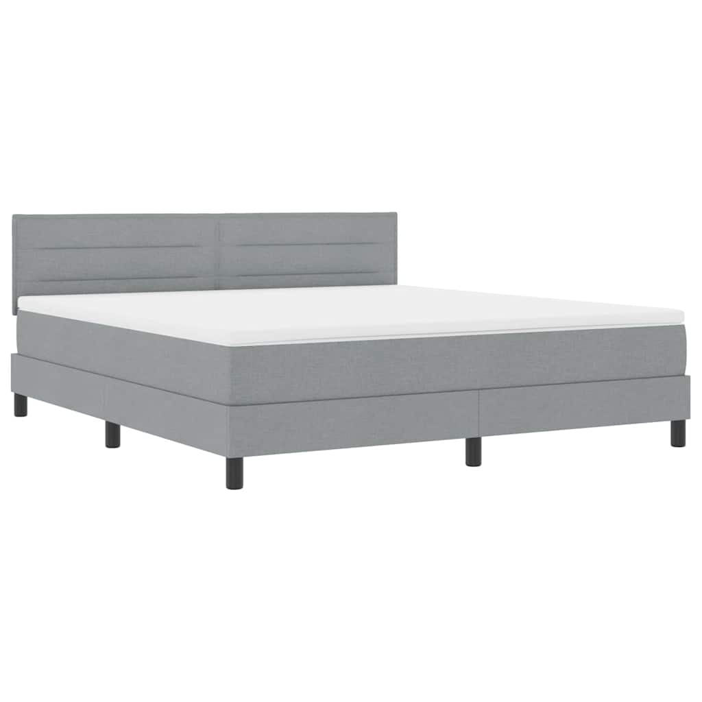 Boxspringbett mit Matratze mit LED Hellgrau 180 x 200 cm Stoff