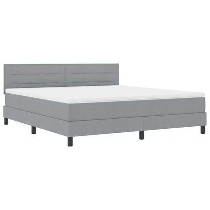 Boxspringbett mit Matratze mit LED Hellgrau 180 x 200 cm Stoff