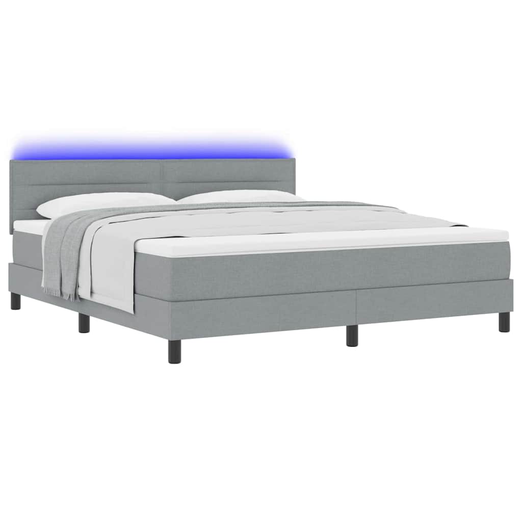 Boxspringbett mit Matratze mit LED Hellgrau 180 x 200 cm Stoff