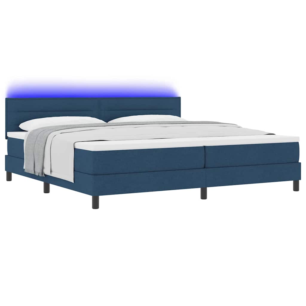 Boxspringbett mit Matratze mit LED Blau 200 x 200 cm Stoff