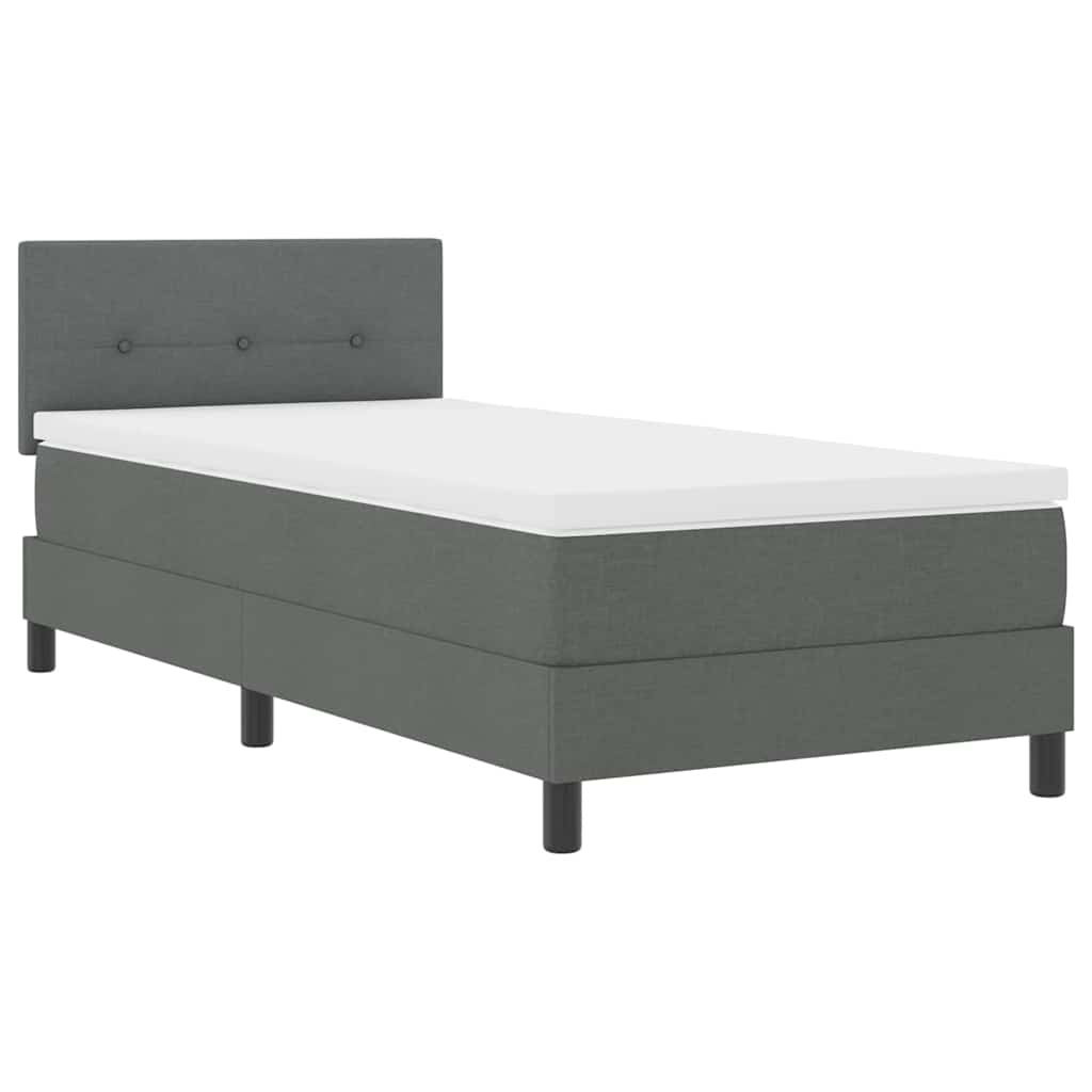 Boxspringbett mit Matratze mit LED Dunkelgrau 90 x 200 cm Stoff