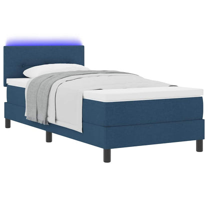 Boxspringbett mit Matratze mit LED Blau 90 x 200 cm Stoff