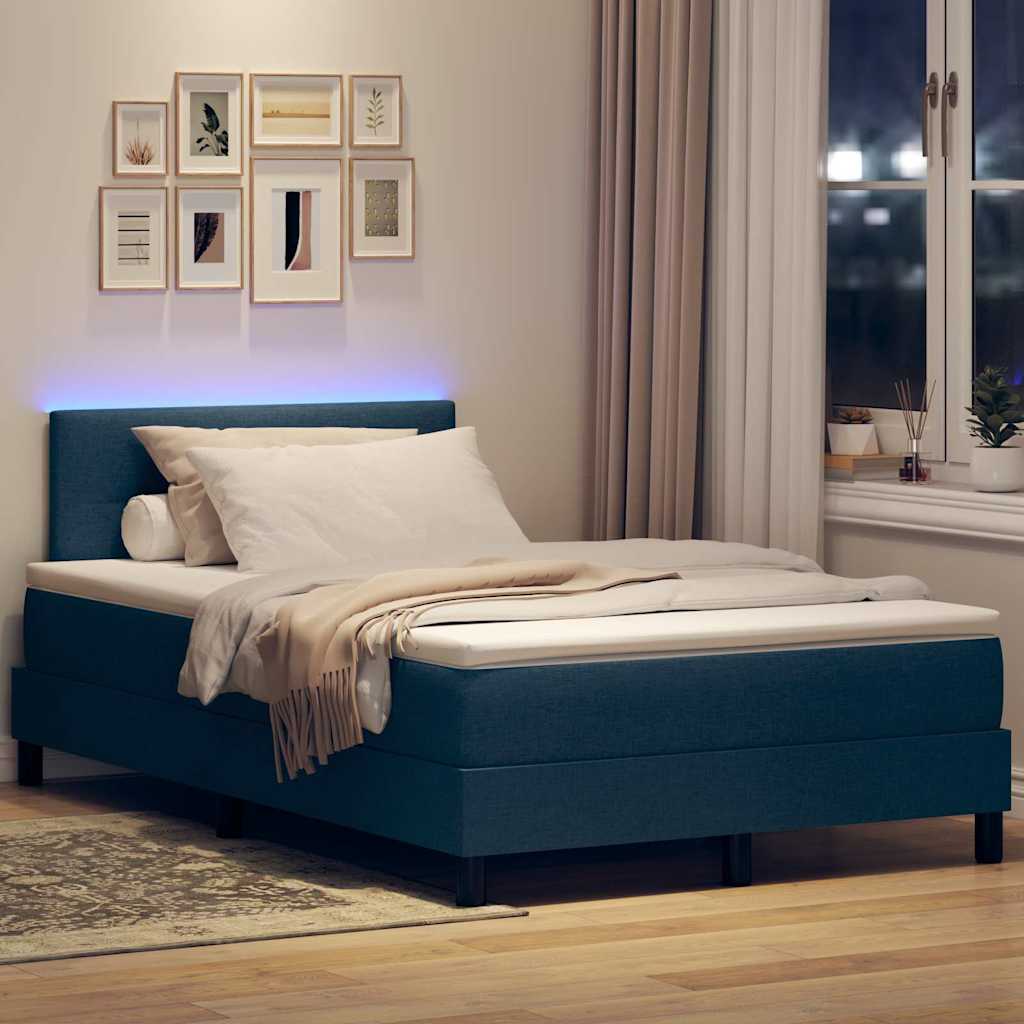 Boxspringbett mit Matratze mit LED Blau 120 x 200 cm Stoff