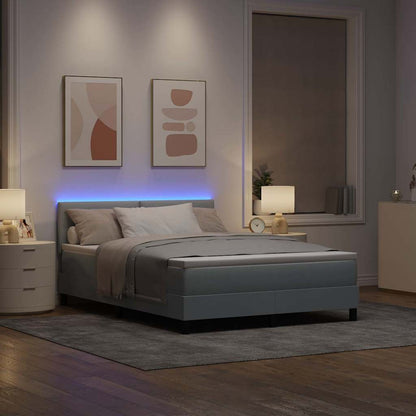 Boxspringbett mit Matratze mit LED Hellgrau 140 x 190 cm Stoff
