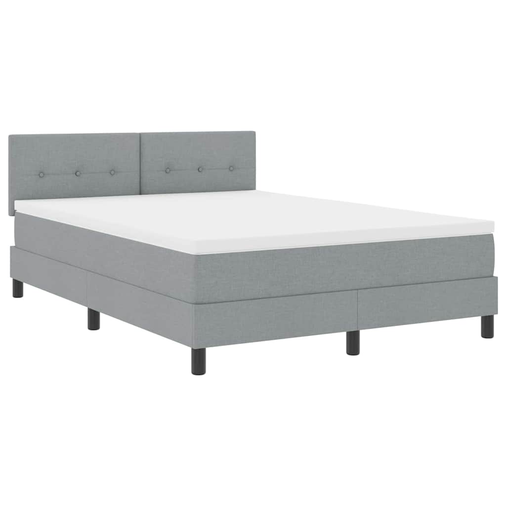 Boxspringbett mit Matratze mit LED Hellgrau 140 x 190 cm Stoff
