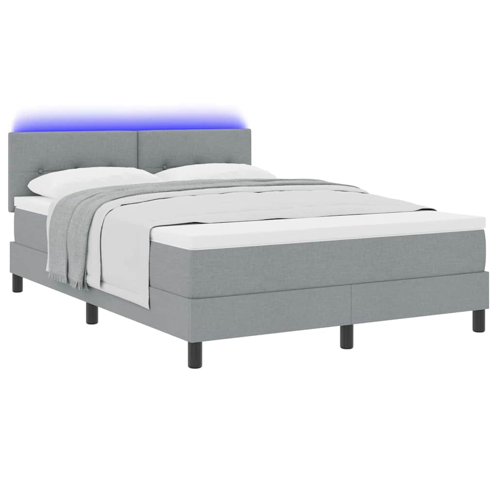 Boxspringbett mit Matratze mit LED Hellgrau 140 x 190 cm Stoff
