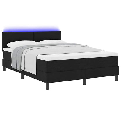 Boxspringbett mit Matratze mit LED Schwarz 140 x 190 cm Stoff