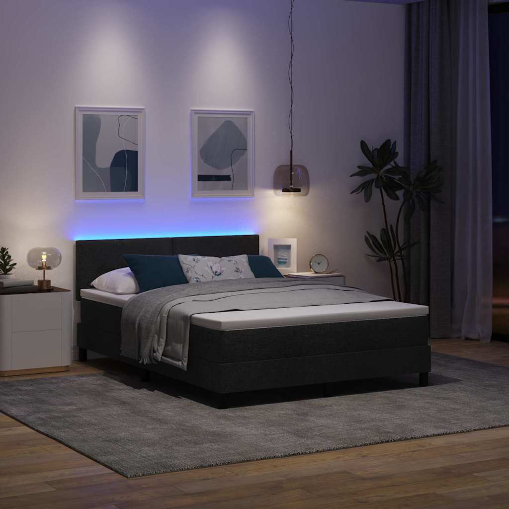 Boxspringbett mit Matratze mit LED Schwarz 160 x 200 cm Stoff