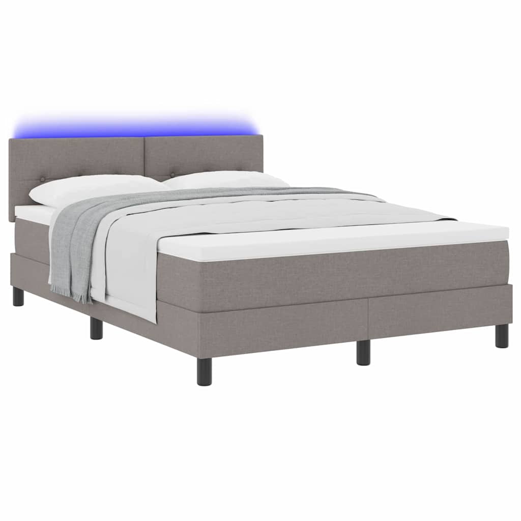 Boxspringbett mit Matratze mit LED Taupe 160 x 200 cm Stoff